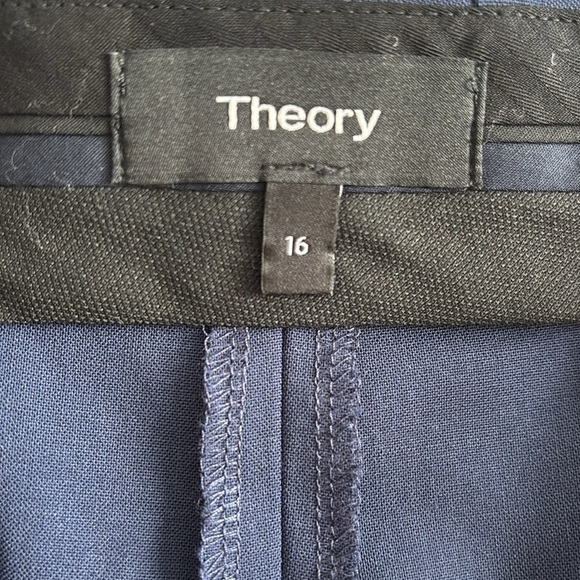 NWT Theory Demitria 4 Sea Blue traceable Wool flat front creased pants trousers - Picture 5 of 9